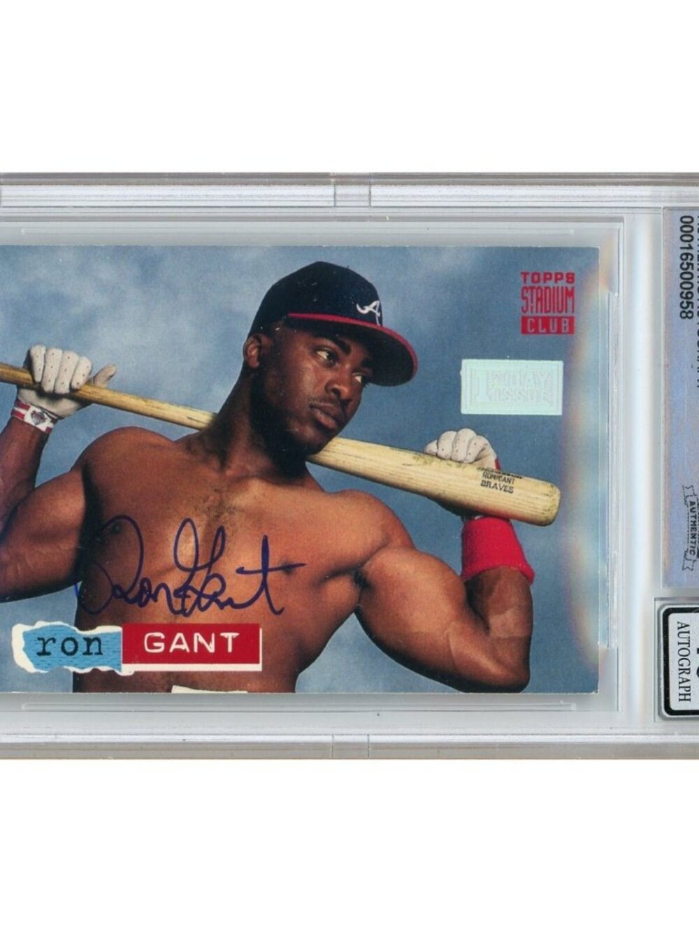 Ron Gant Signed 1994 Stadium Club First Day #123 Atlanta Braves Slab BGS Auto 10